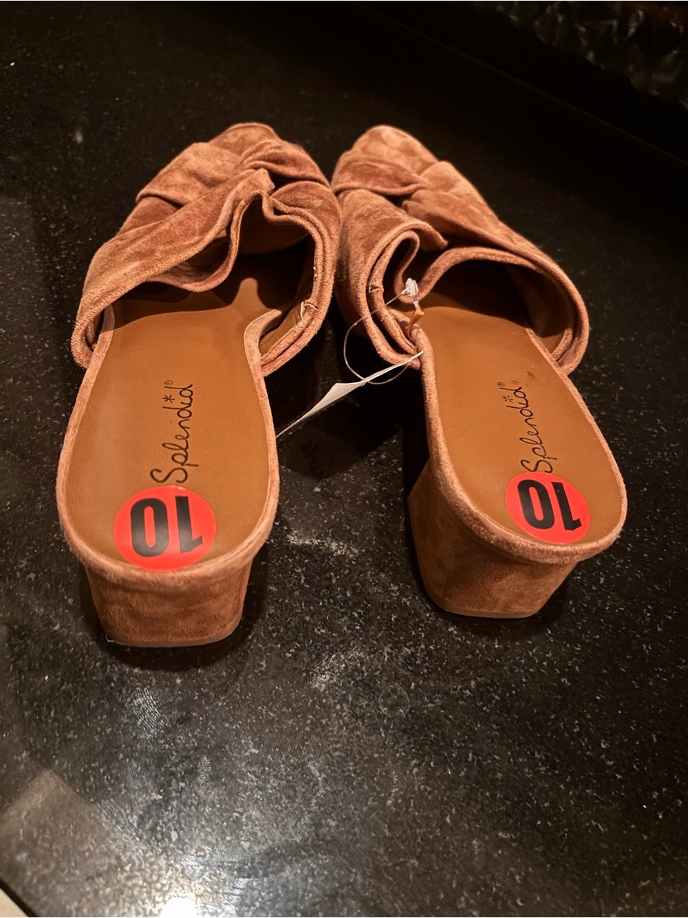 Splendid Tan Suede Knotted Mule Slides